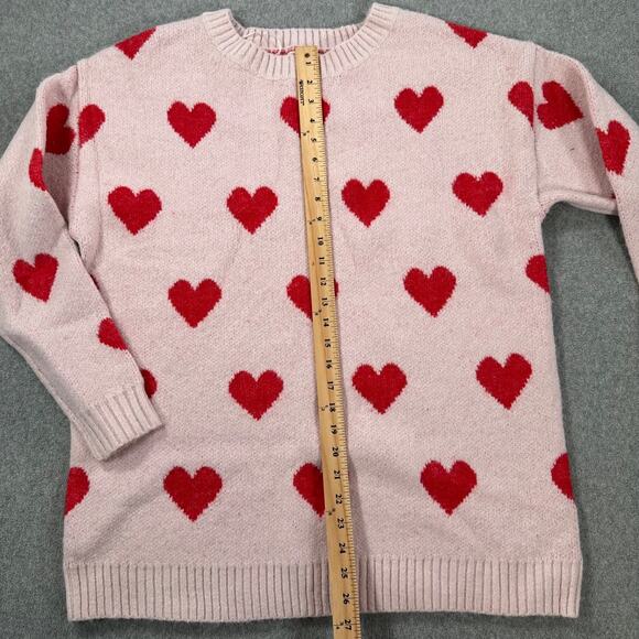 Cloth & Portrait Pink Heart Pullover Sweater Women's X-Large Red Crew Neck Love - Picture 7 of 10